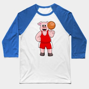 Pig at Basketball Sports Baseball T-Shirt